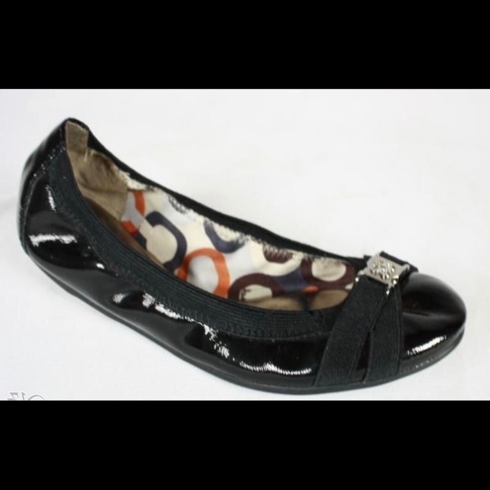Coach Dwyer Leather Patent CC Logo Ballet Flats Shoes Casual Rubber Flex Soles